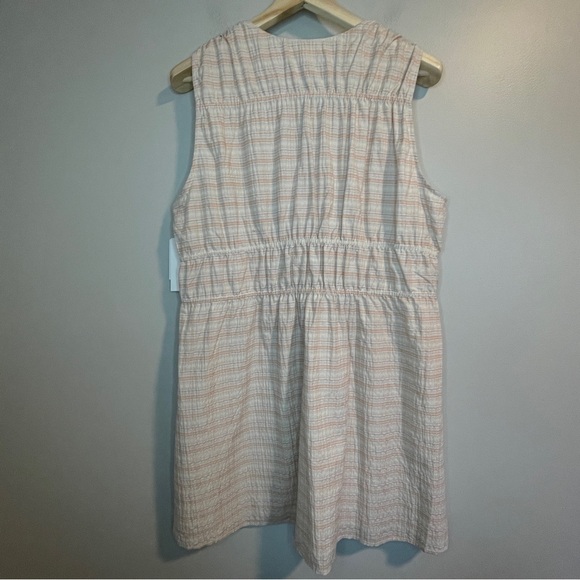 Treasure & Bond Plaid Shirred Cotton Blend Dress Ivory Honey Plaid 1X - Picture 3 of 8